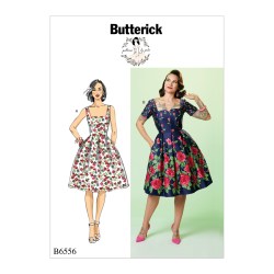 6556 BUTTERICK SLEEVES OR NOT LINED FLARE PLEAT DRESS PATTERN 6-22 UNCUT